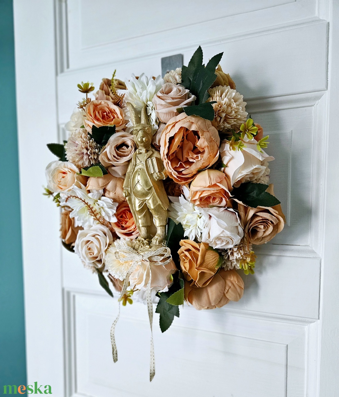 Aranyló nyuszi napszemüvegben délutáni napsütésben ����� - ünnepi díszek, dekorációk - húsvéti díszek és dekorációk - húsvéti ajtódísz, kopogtató - Meska.hu