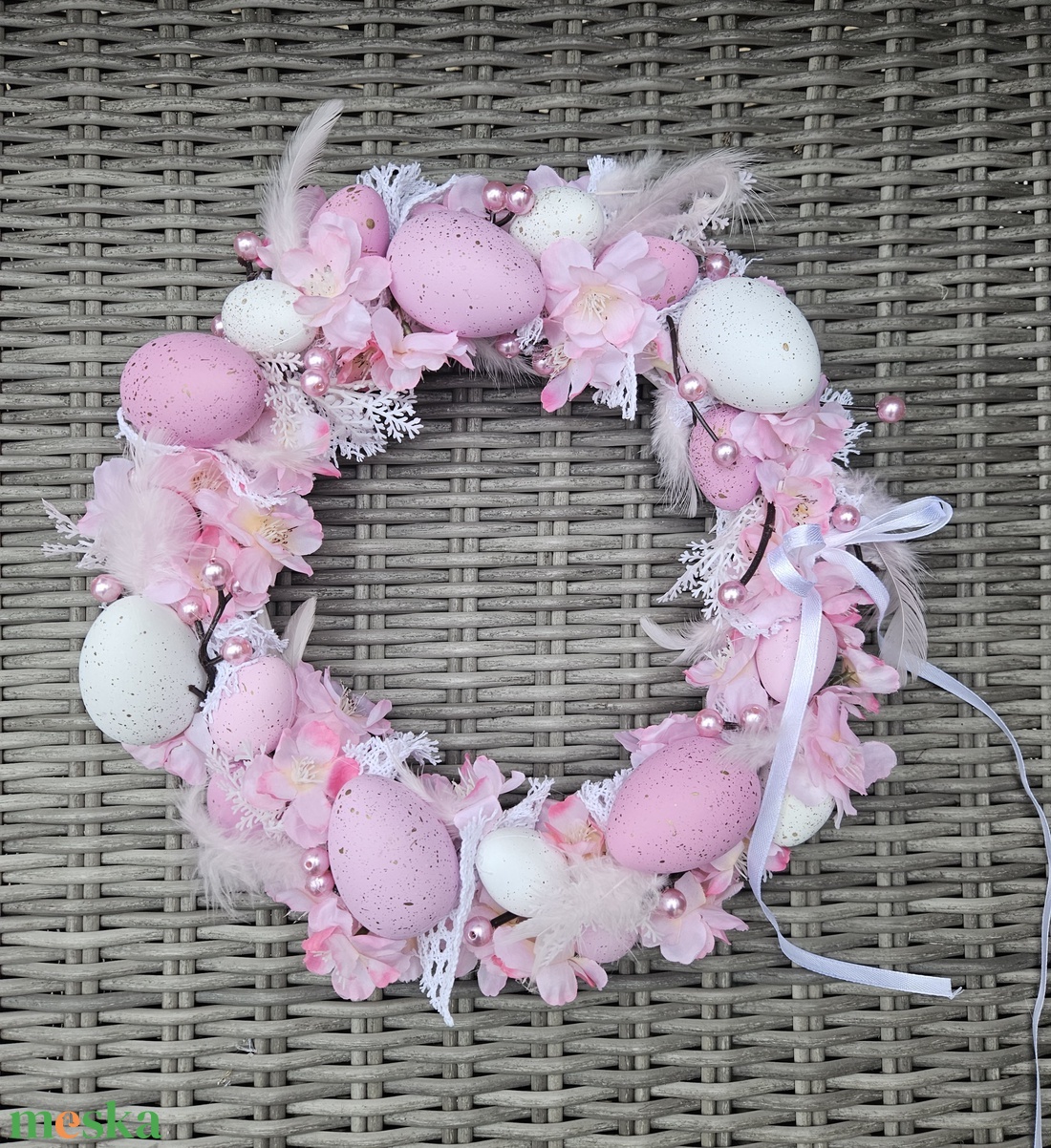 Húsvéti cseresznyefa virágzás �� - ünnepi díszek, dekorációk - húsvéti díszek és dekorációk - húsvéti ajtódísz, kopogtató - Meska.hu