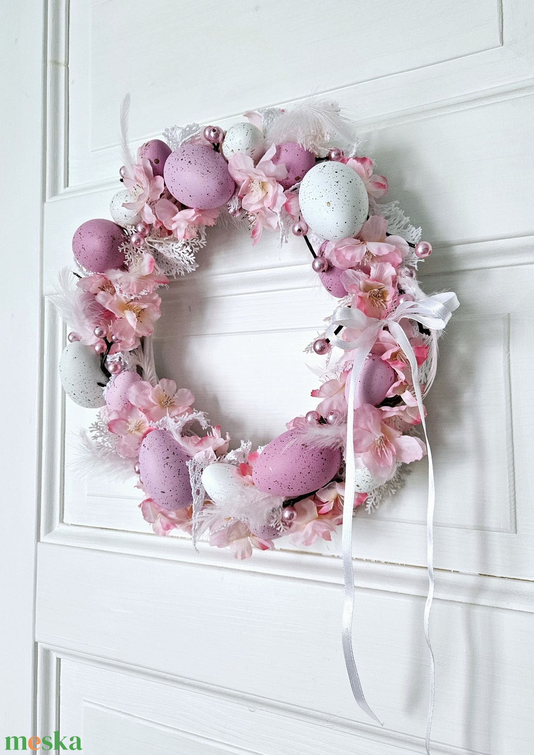 Húsvéti cseresznyefa virágzás �� - ünnepi díszek, dekorációk - húsvéti díszek és dekorációk - húsvéti ajtódísz, kopogtató - Meska.hu