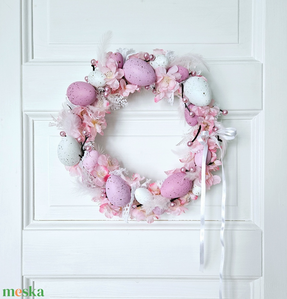 Húsvéti cseresznyefa virágzás �� - ünnepi díszek, dekorációk - húsvéti díszek és dekorációk - húsvéti ajtódísz, kopogtató - Meska.hu