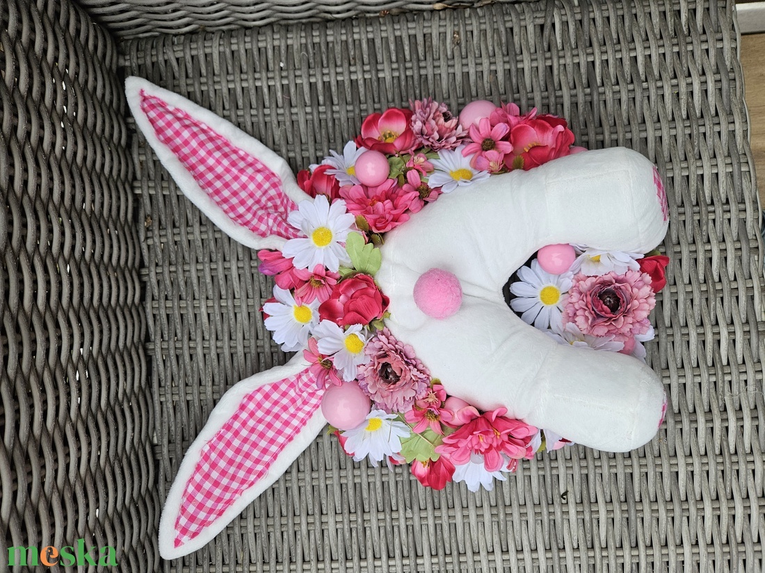 Nyuszimama a kisnyuszijával friss tavaszi kopogtató ���� - ünnepi díszek, dekorációk - húsvéti díszek és dekorációk - húsvéti ajtódísz, kopogtató - Meska.hu