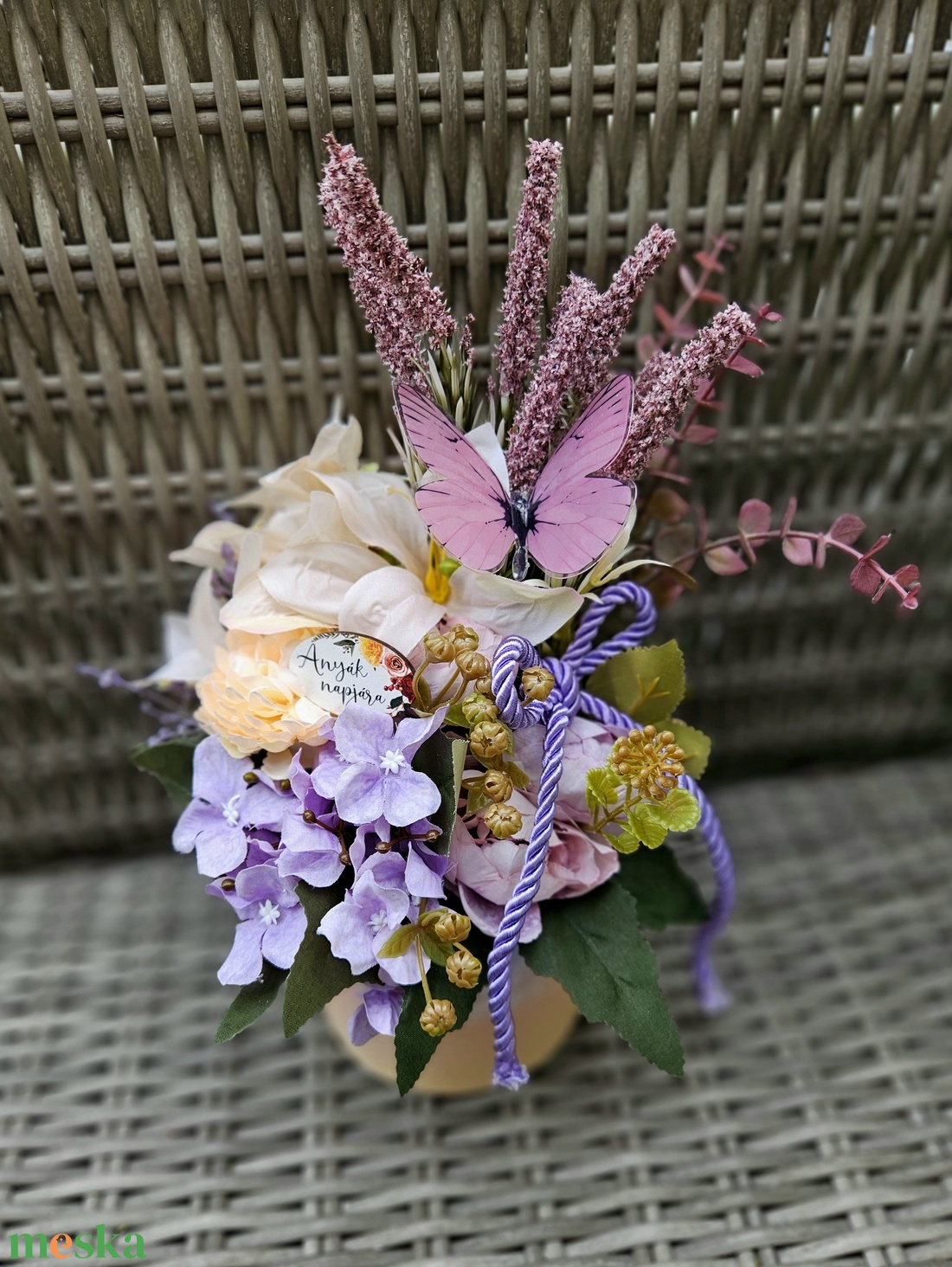 Anyák napi pillangós virágbox  - otthon & életmód - virágdekoráció - virágok - virágbox - Meska.hu