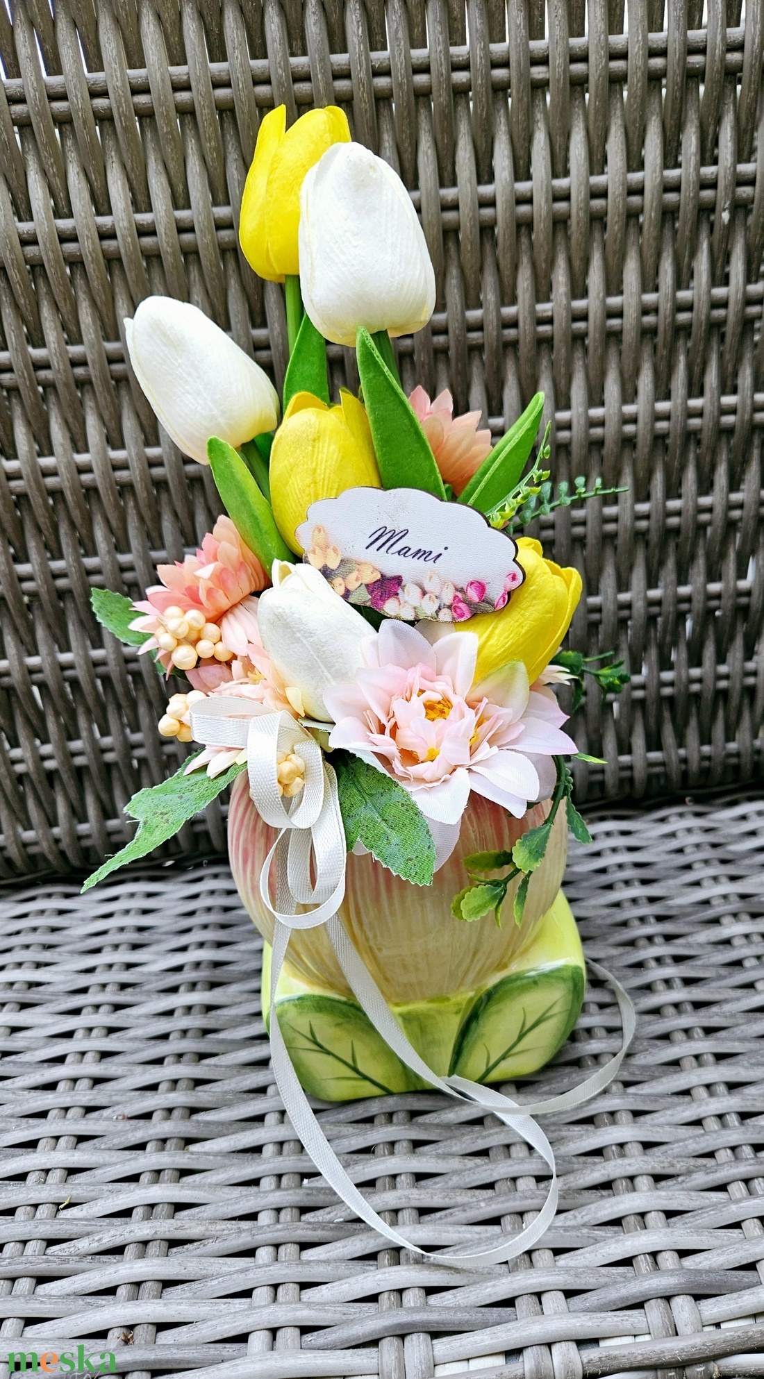 Kerámia tulipán asztaldísz � - otthon & életmód - virágdekoráció - virágdíszek - asztali virágdísz - Meska.hu