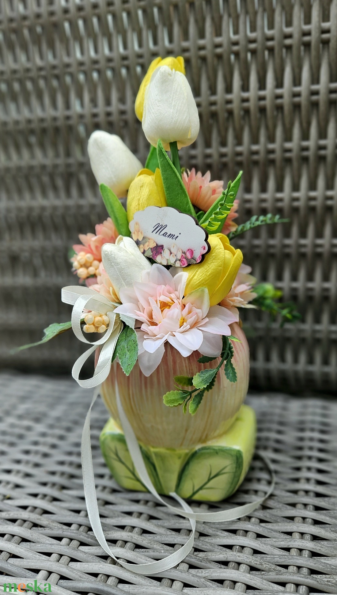 Kerámia tulipán asztaldísz � - otthon & életmód - virágdekoráció - virágdíszek - asztali virágdísz - Meska.hu