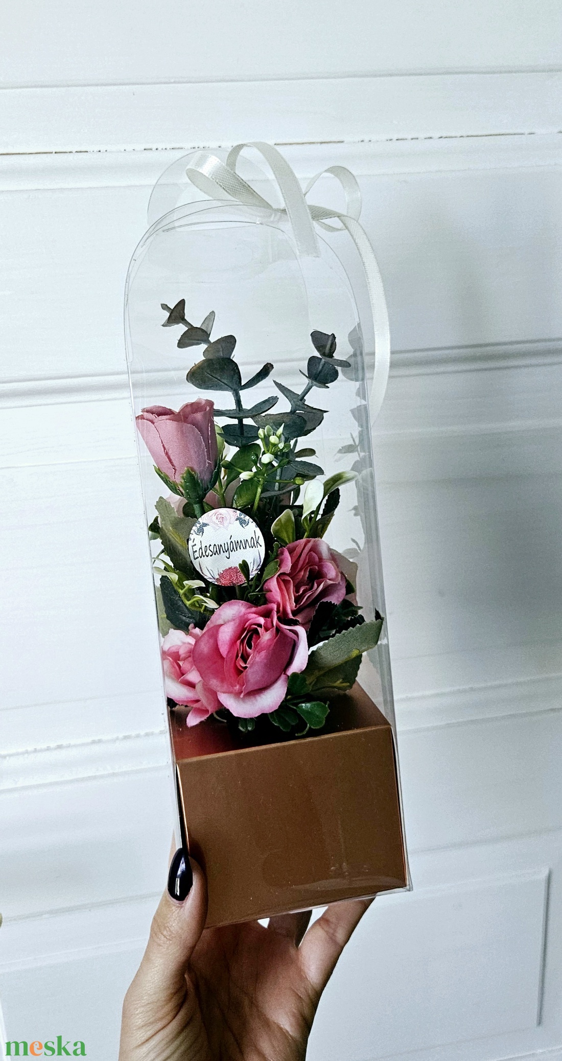 Rosegold anyák napi virágbox  - otthon & életmód - virágdekoráció - virágok - virágbox - Meska.hu