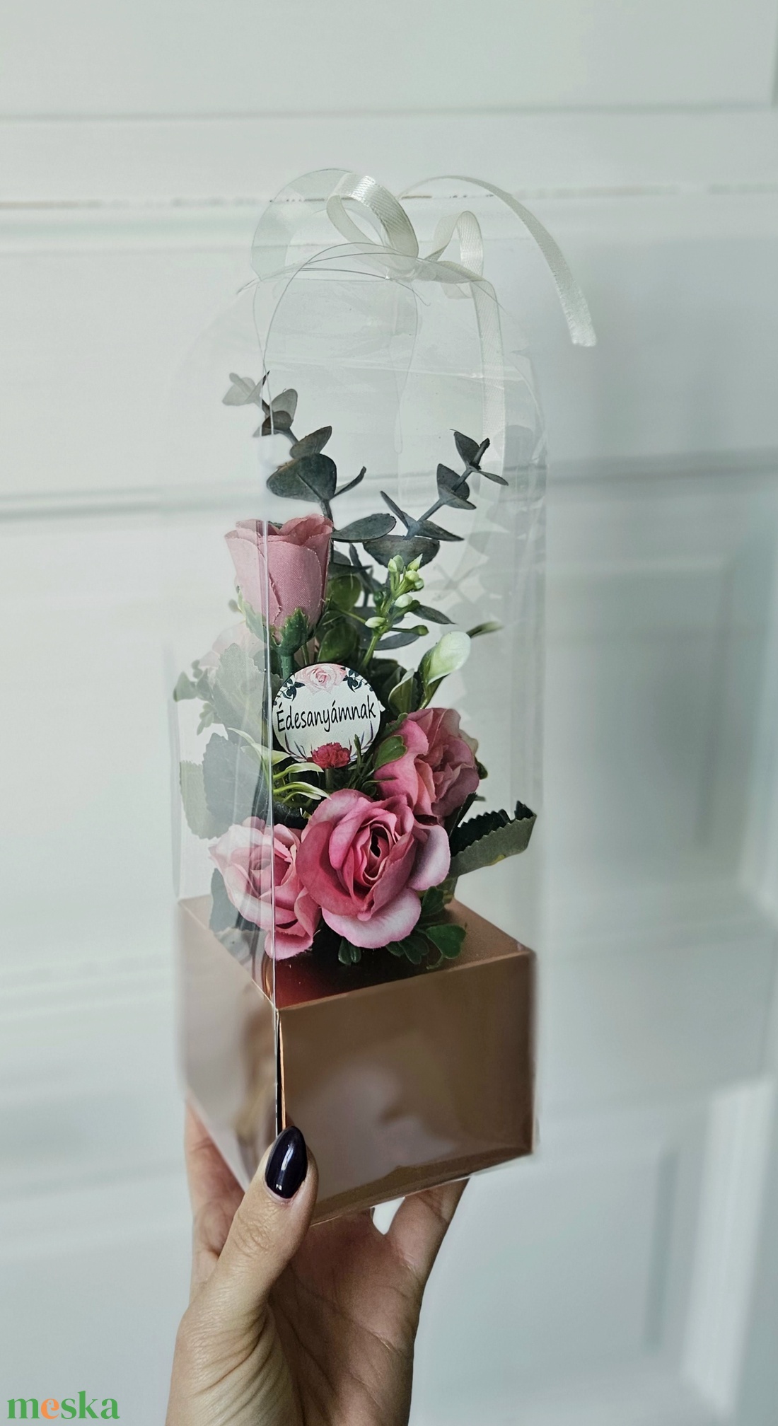 Rosegold anyák napi virágbox  - otthon & életmód - virágdekoráció - virágok - virágbox - Meska.hu