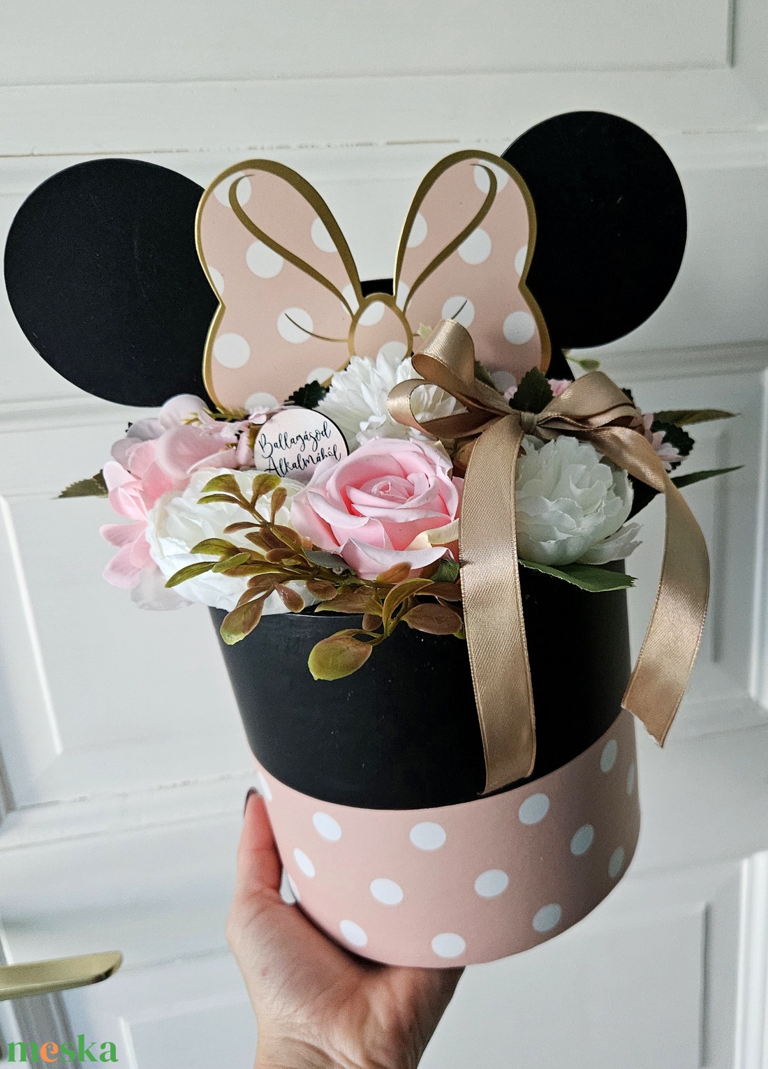 Minnie virágbox egérfülekkel ���� - otthon & életmód - virágdekoráció - virágok - virágbox - Meska.hu