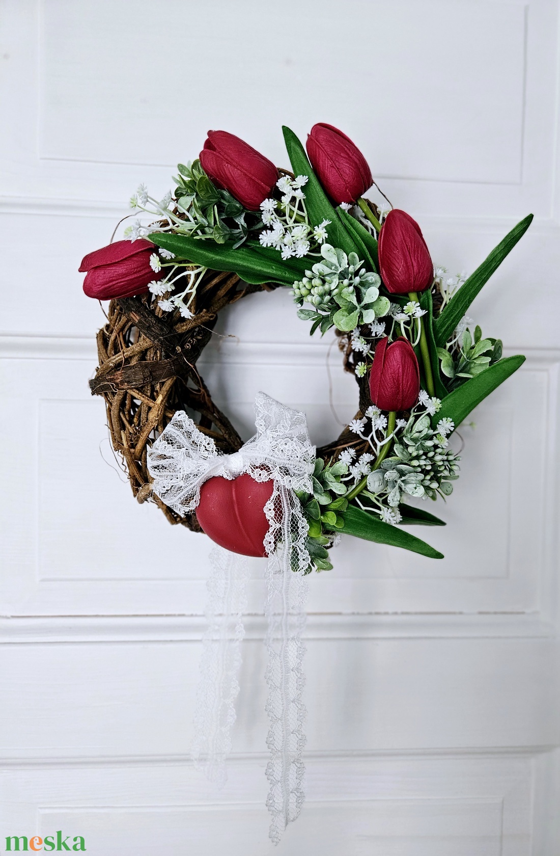 Bíbor tulipánok kopogtató ���� - otthon & életmód - dekoráció - ajtó- és ablak dekoráció - ajtódísz & kopogtató - Meska.hu