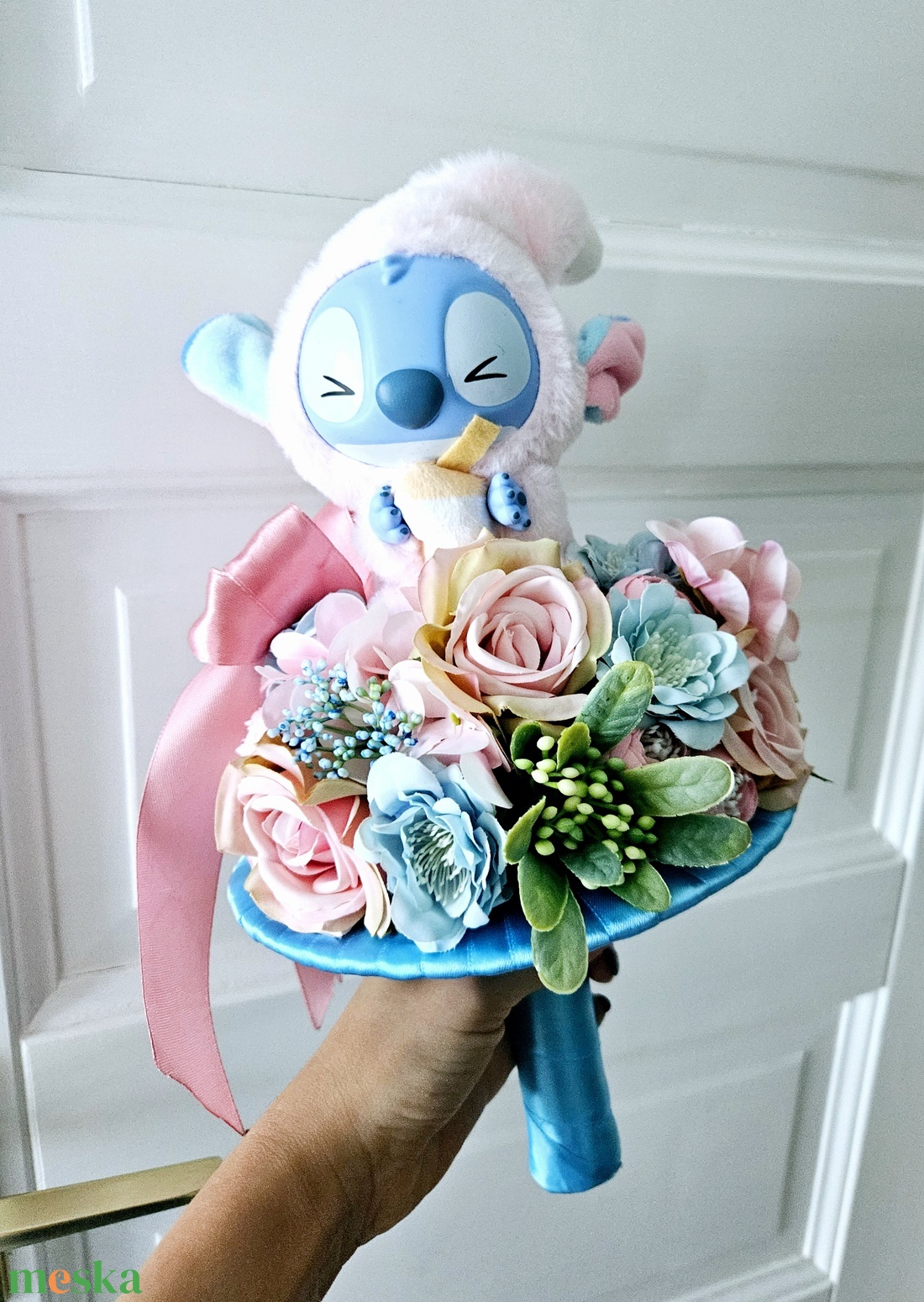 Baba Stitch ballagási csokor �� - otthon & életmód - virágdekoráció - virágok - virágcsokor - Meska.hu