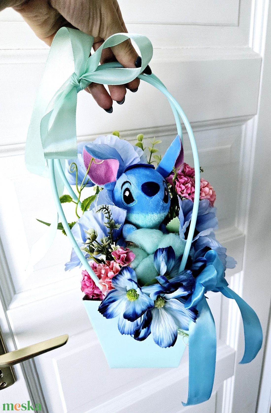 Stitch menta ballagási kistáska �� - otthon & életmód - virágdekoráció - virágok - virágbox - Meska.hu