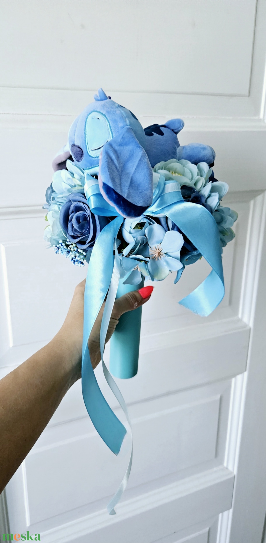 Álmos Stitch ballagási csokor �� - otthon & életmód - virágdekoráció - virágok - virágcsokor - Meska.hu