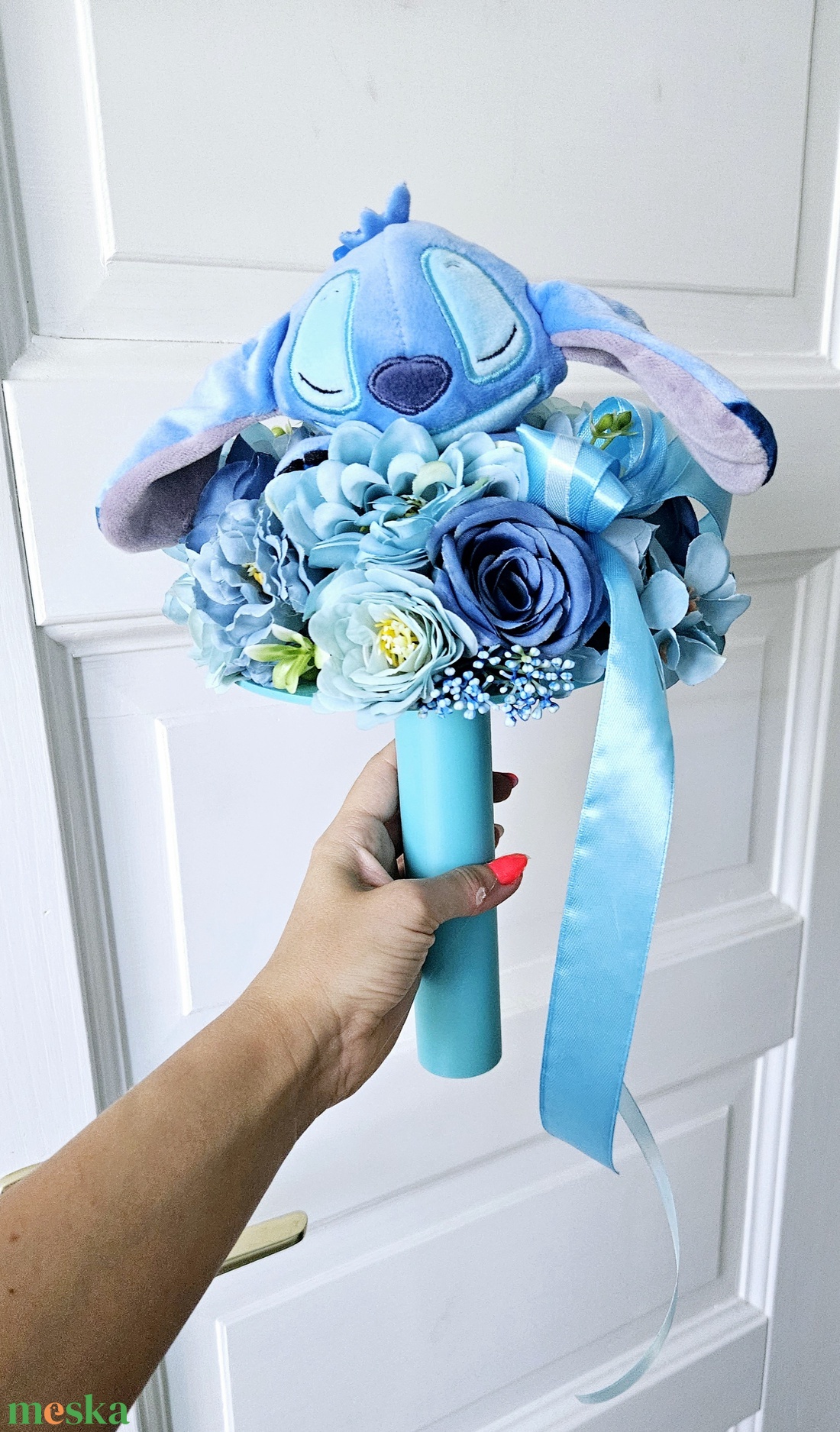 Álmos Stitch ballagási csokor �� - otthon & életmód - virágdekoráció - virágok - virágcsokor - Meska.hu