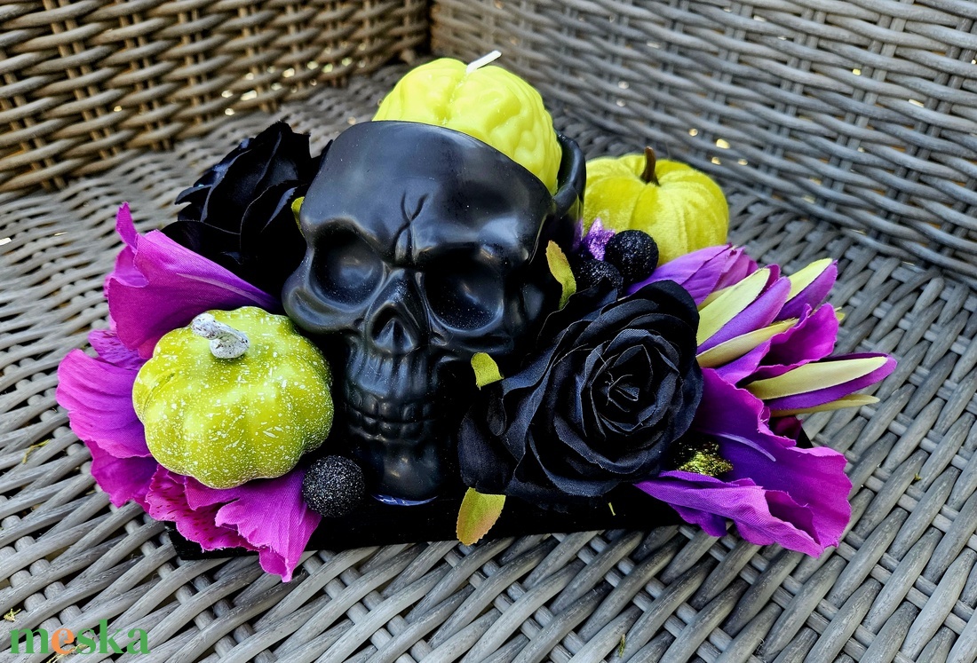 Halloweeni koponya agy gyertyával halloweeni asztaldísz �� - otthon & életmód - dekoráció - halloween - halloweeni asztaldísz - Meska.hu