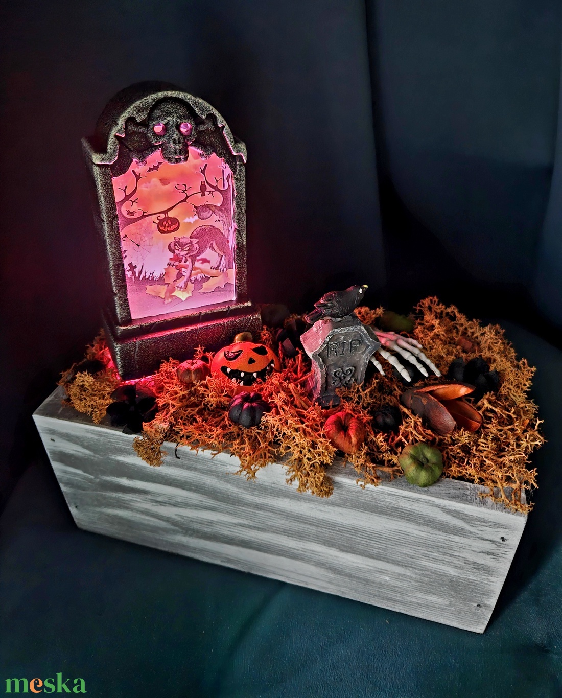 Halloweeni sírkert világító asztaldísz ��� - otthon & életmód - dekoráció - halloween - halloweeni asztaldísz - Meska.hu