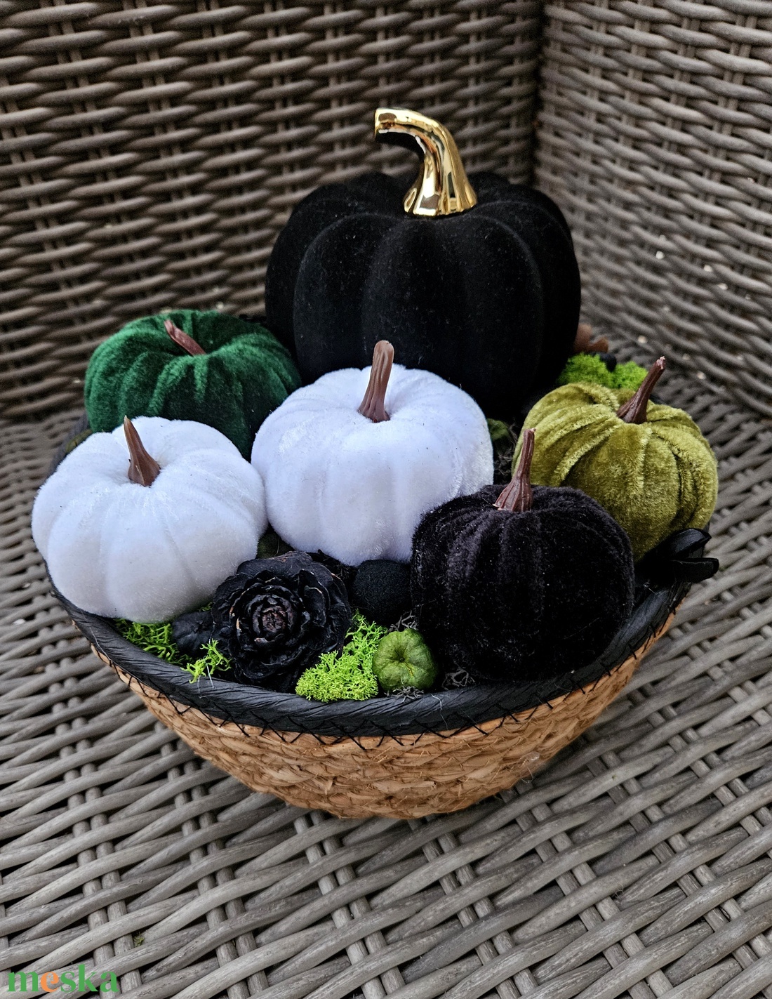 Méregzöld bársonytökös asztaldísz  �� - otthon & életmód - dekoráció - halloween - halloweeni asztaldísz - Meska.hu