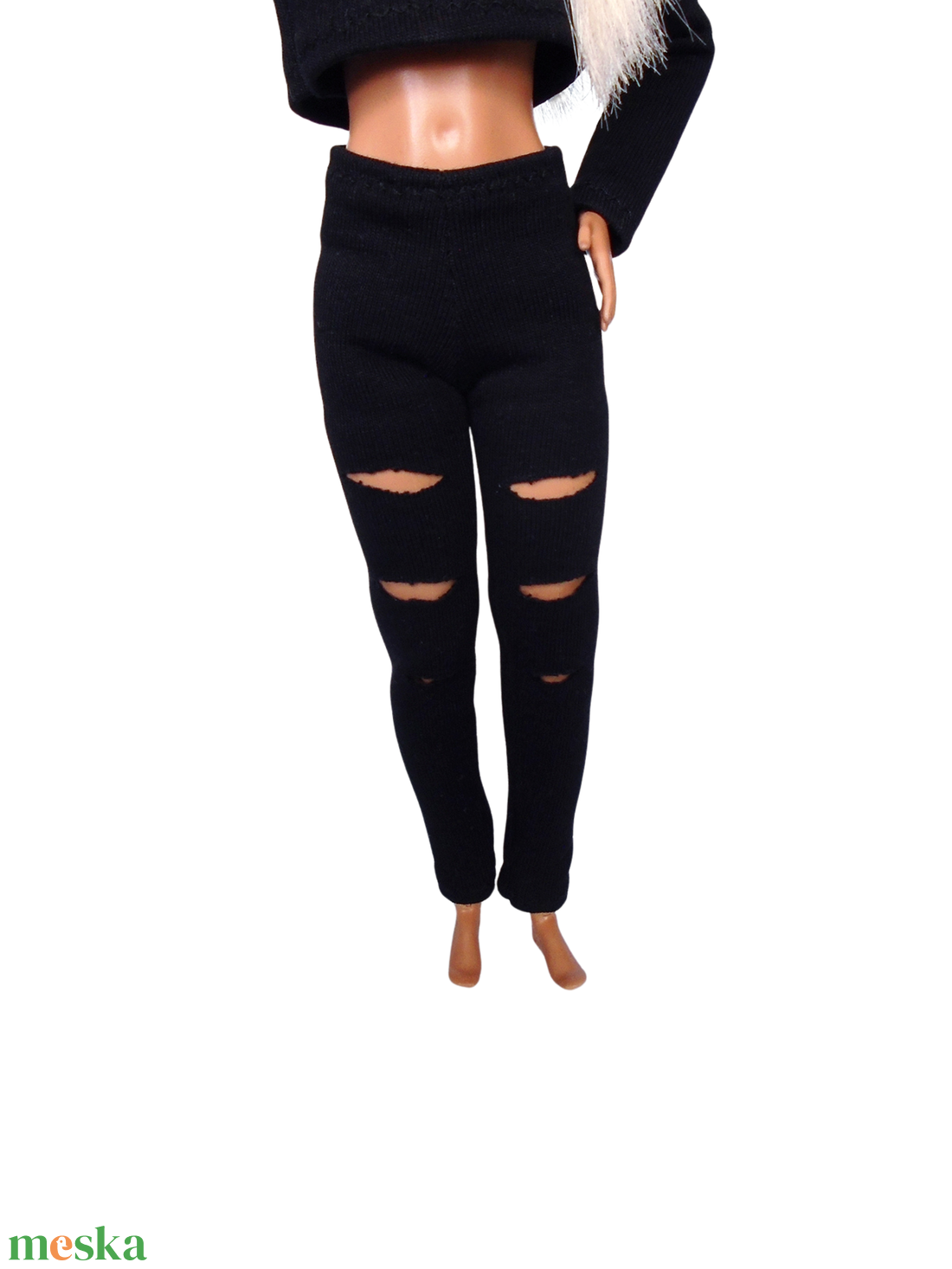 Barbie ruha, Fekete szaggatott nadrág - játék & sport - baba & babaház - barbie ruhák - Meska.hu