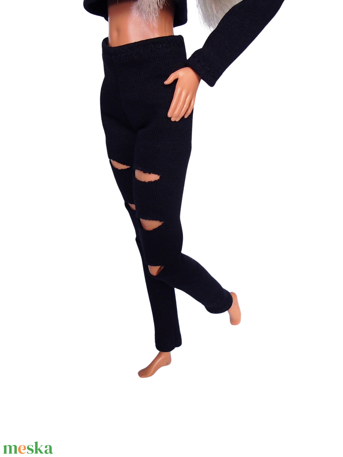 Barbie ruha, Fekete szaggatott nadrág - játék & sport - baba & babaház - barbie ruhák - Meska.hu