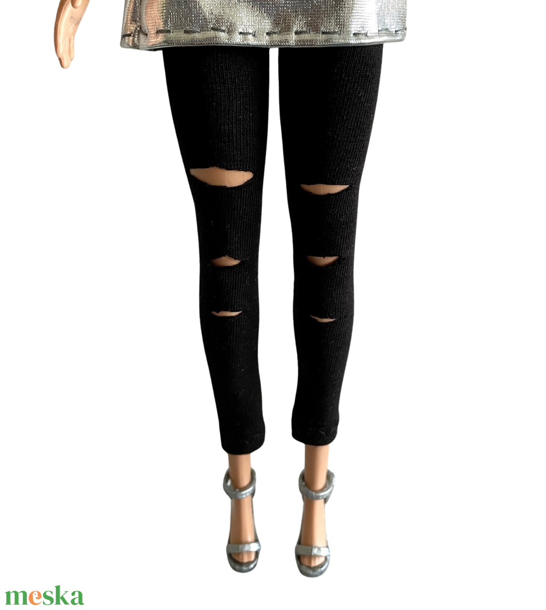 Barbie ruha, Fekete szaggatott nadrág - játék & sport - baba & babaház - barbie ruhák - Meska.hu