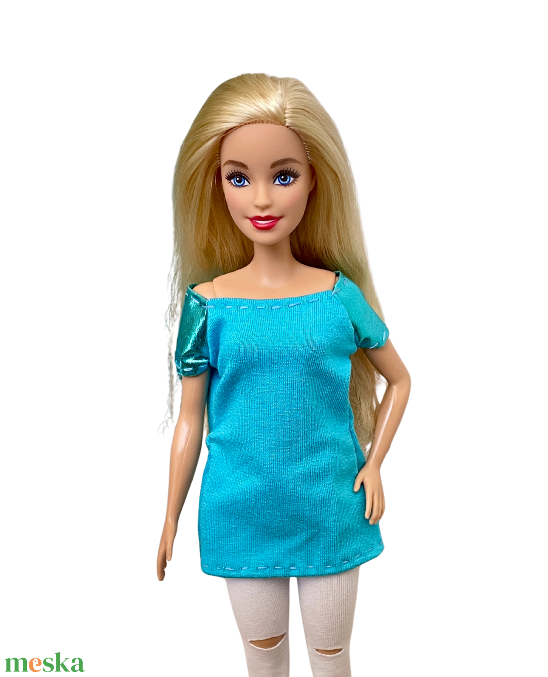 Barbie ruha, Kék póló - játék & sport - baba & babaház - barbie ruhák - Meska.hu