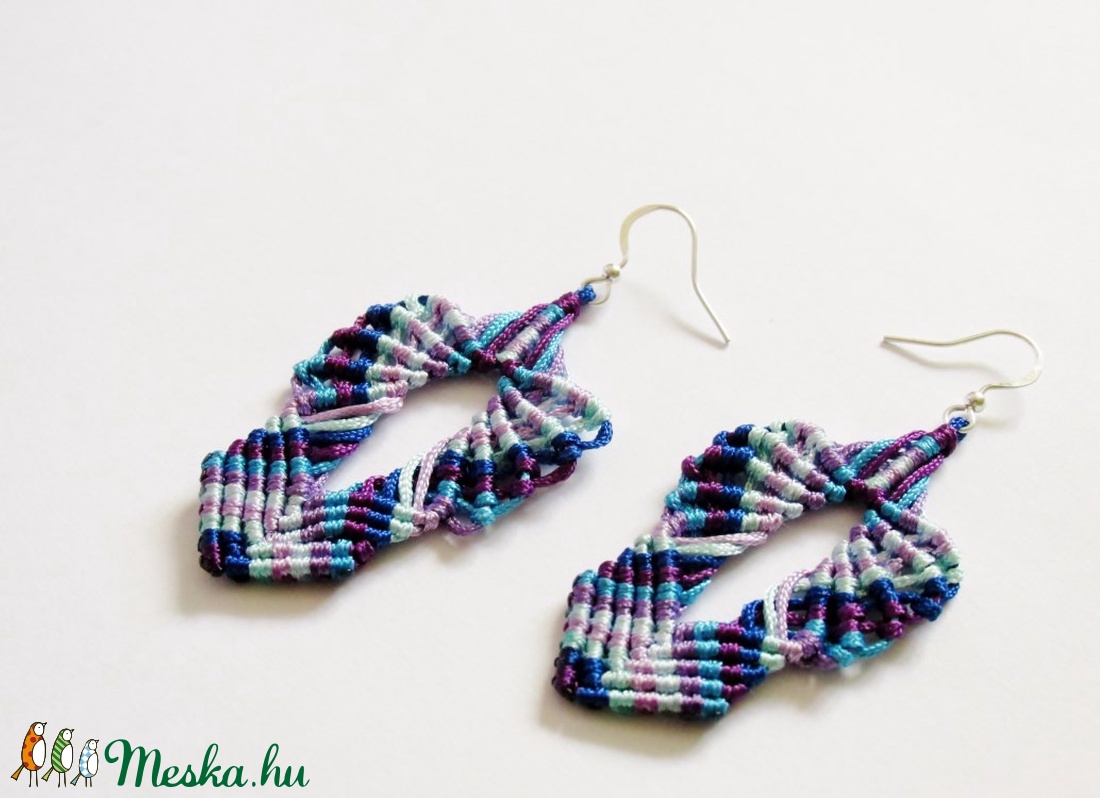 Arwen makramé fülbevaló (Kék-lila) -  - Meska.hu