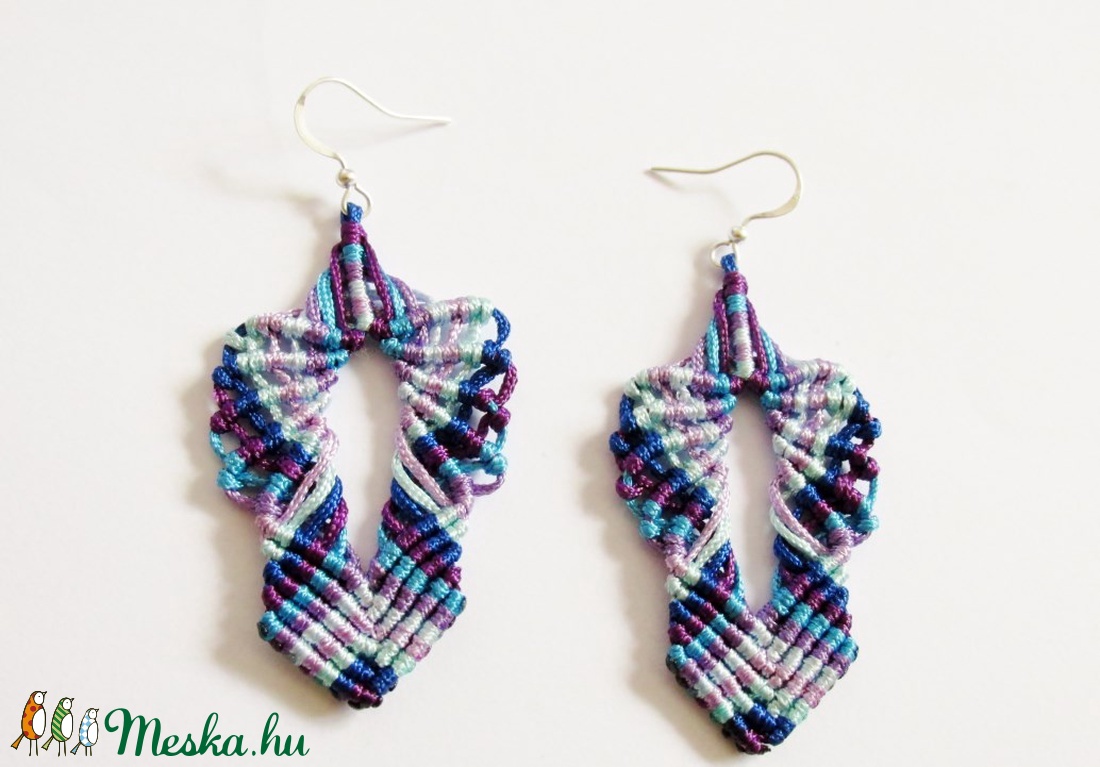 Arwen makramé fülbevaló (Kék-lila) -  - Meska.hu