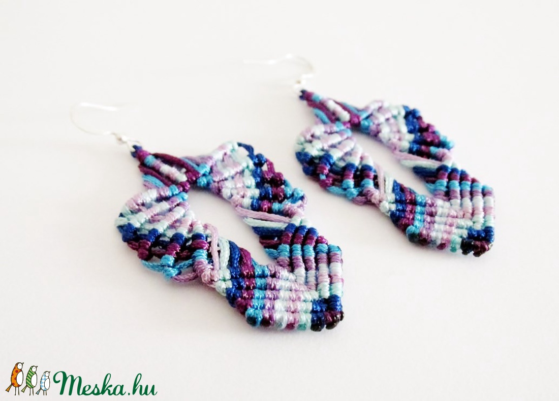 Arwen makramé fülbevaló (Kék-lila) -  - Meska.hu