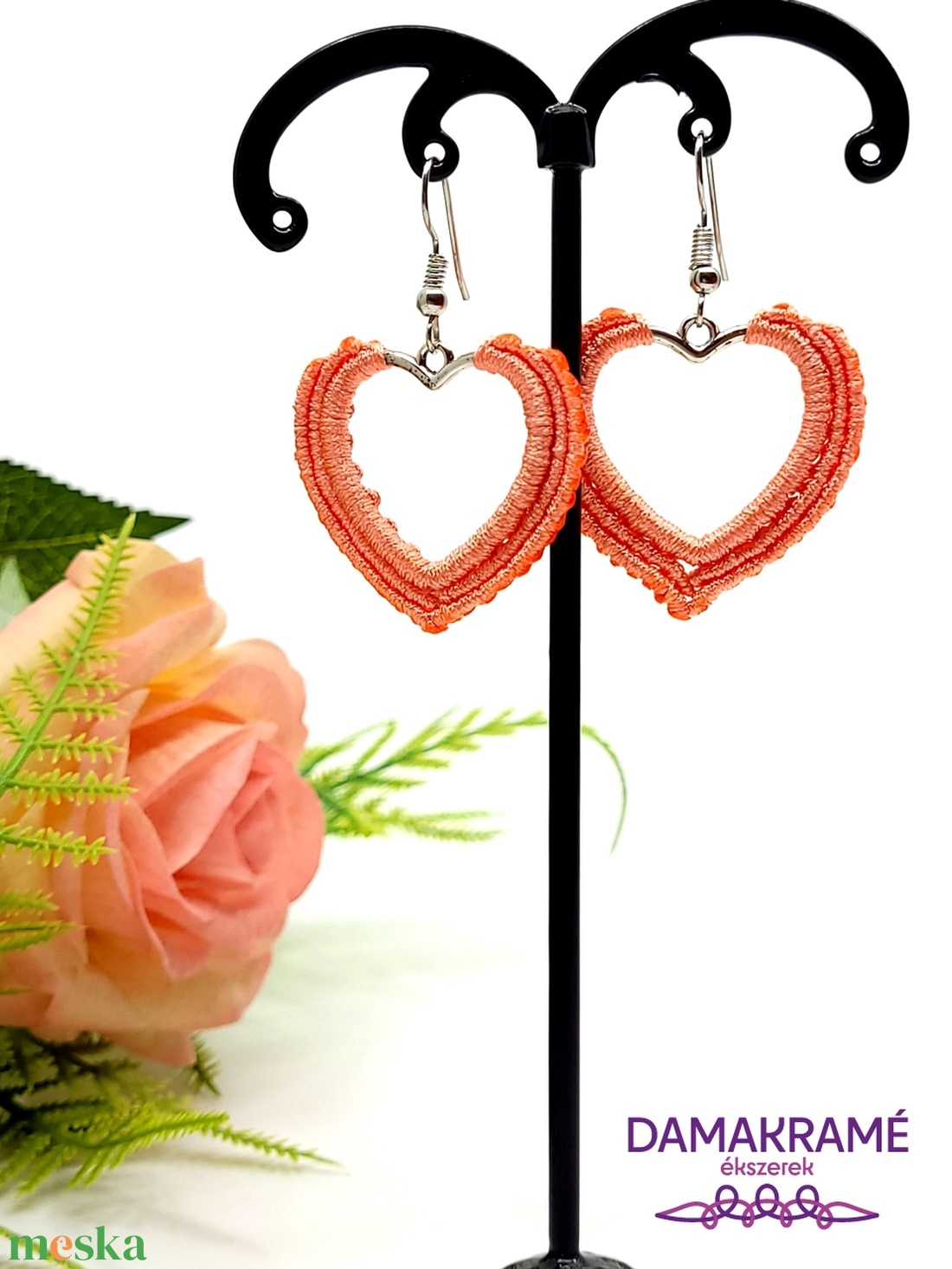 Love makramé fülbevaló - korall - ékszer - fülbevaló - lógó fülbevaló - Meska.hu Love makramé fülbevaló - korall - ékszer - fülbevaló - lógó fülbevaló - Meska.hu