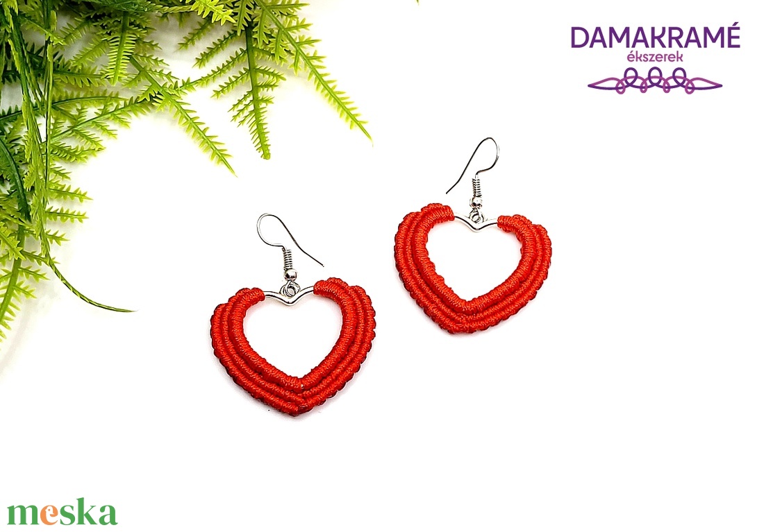 Love makramé fülbevaló - piros - ékszer - fülbevaló - lógó fülbevaló - Meska.hu Love makramé fülbevaló - piros - ékszer - fülbevaló - lógó fülbevaló - Meska.hu