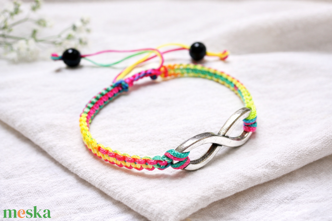 Infinity - szivárvány karkötő végtelen jellel - ékszer - karkötő - fonott karkötő - Meska.hu