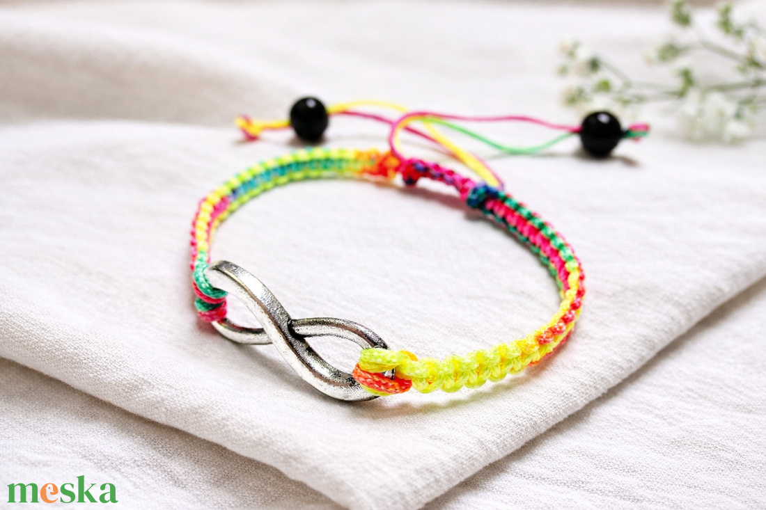 Infinity - szivárvány karkötő végtelen jellel - ékszer - karkötő - fonott karkötő - Meska.hu