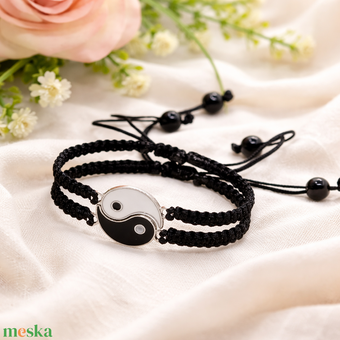 Yin-Yang duó - makramé karkötő - ékszer - karkötő - fonott karkötő - Meska.hu