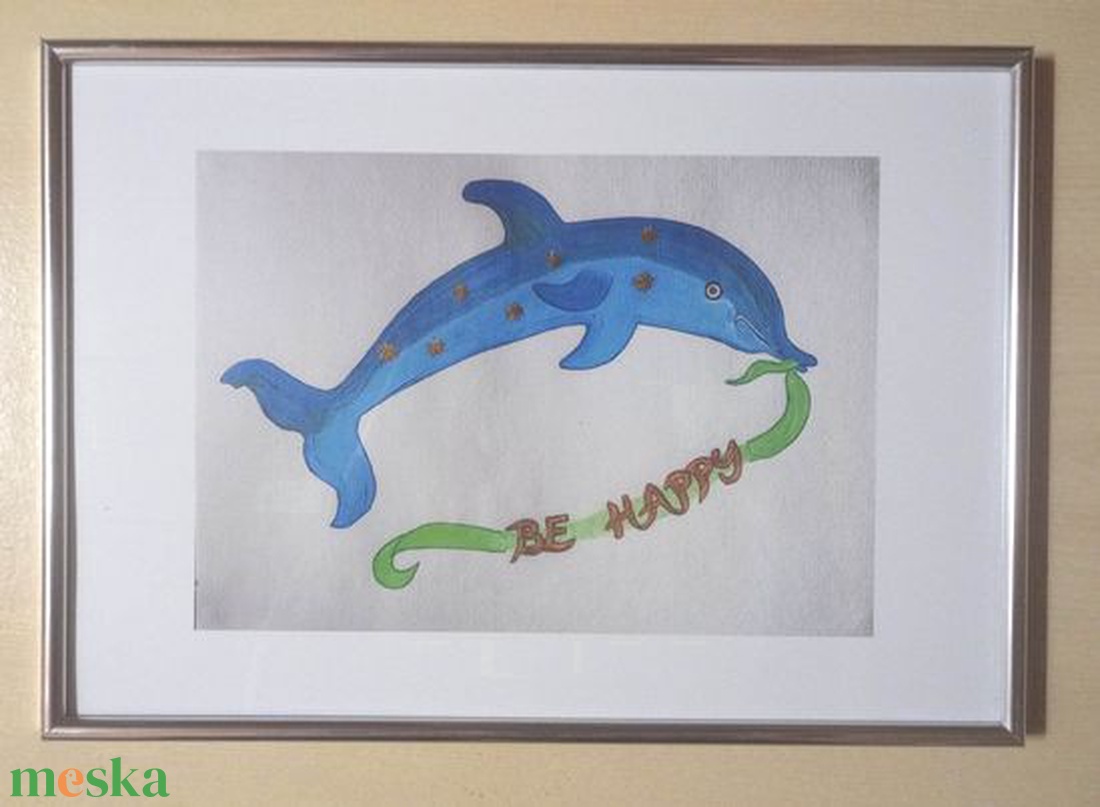 Vidám delfin - művészet - festmény - akril - Meska.hu