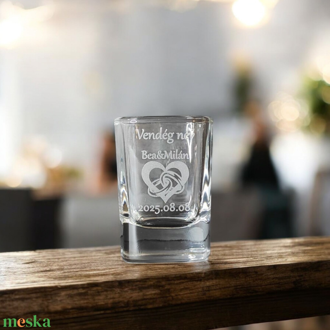Gravírozott esküvős pálinkás pohár 55 ml szögletes - otthon & életmód - konyhafelszerelés, tálalás - tálalás - pálinkás poharak, szettek - Meska.hu