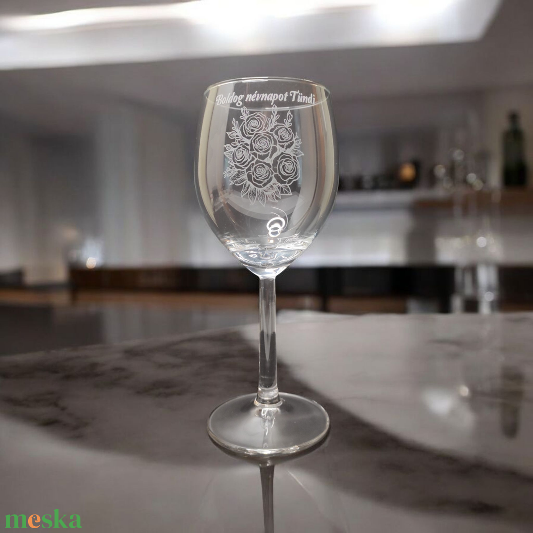Egyénre szabható gravírozott boros pohár névnapra, 300 ml - otthon & életmód - konyhafelszerelés, tálalás - tálalás - boros poharak, szettek - Meska.hu