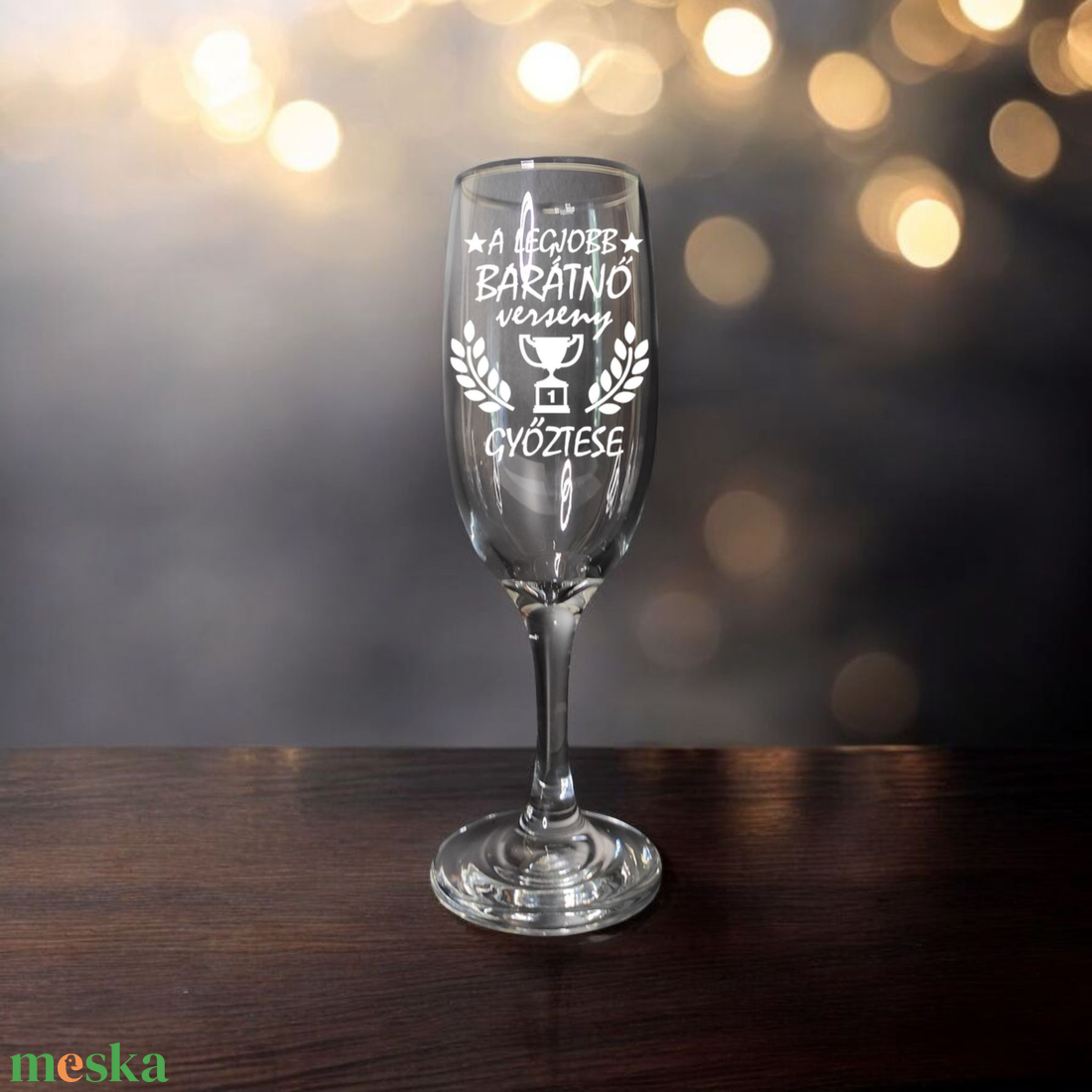 Gravírozott pezsgős pohár választható vagy egyedi felirattal is, 185 ml  - otthon & életmód - konyhafelszerelés, tálalás - tálalás - pohár - Meska.hu
