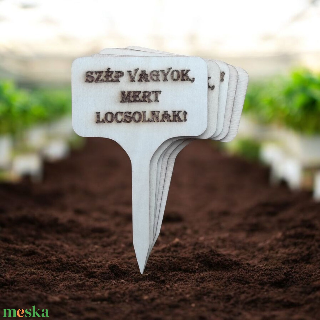 Gravírozott fa beszúró növényekhez, többféle, 5 db - otthon & életmód - ház & kert - növény & veteményes - Meska.hu