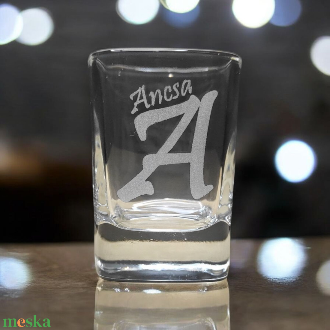 Gravírozott neves pálinkás pohár 55 ml szögletes - otthon & életmód - konyhafelszerelés, tálalás - tálalás - pálinkás poharak, szettek - Meska.hu