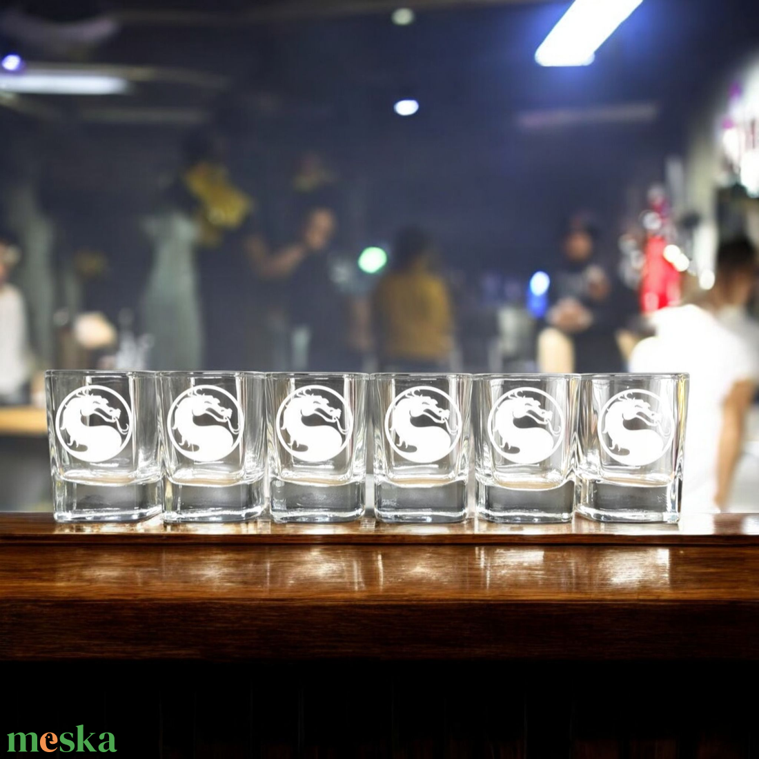 Gravírozott pálinkás pohár szett MORTAL KOMBAT 55 ml, szögletes forma, 6 db  - otthon & életmód - konyhafelszerelés, tálalás - tálalás - pálinkás poharak, szettek - Meska.hu