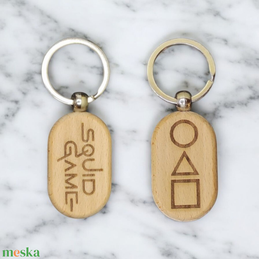 SQUID GAME Gravírozott fa kulcstartó - táska & tok - kulcstartó & táskadísz - kulcstartó - Meska.hu