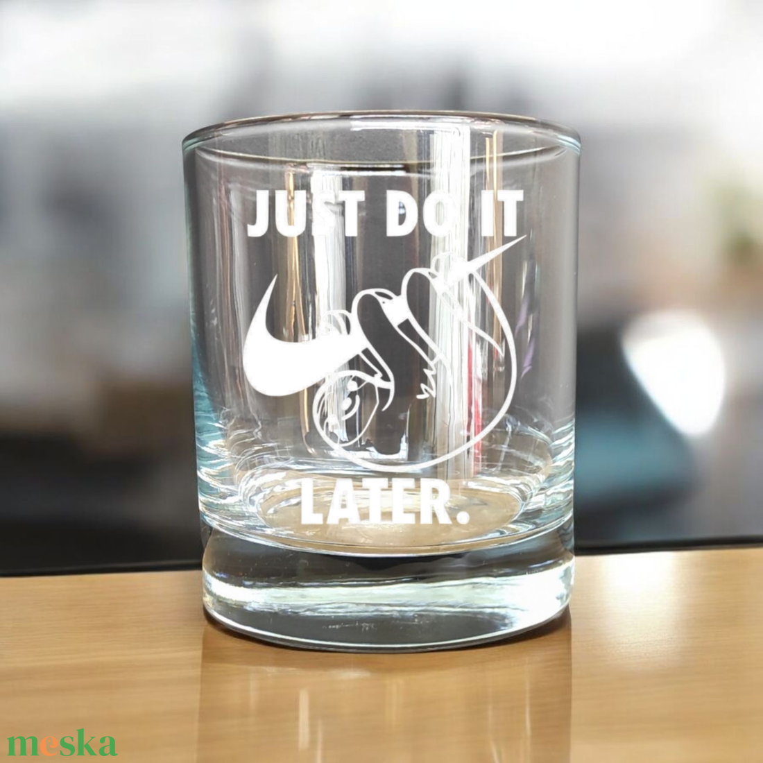 Gravírozott pohár JUST DO IT, 290 ml whiskys/vizes - otthon & életmód - konyhafelszerelés, tálalás - tálalás - pohár - Meska.hu
