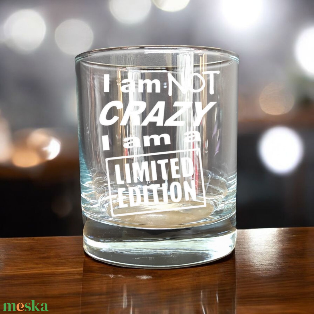 Gravírozott pohár CRAZY, 290 ml whiskys/vizes - otthon & életmód - konyhafelszerelés, tálalás - tálalás - pohár - Meska.hu