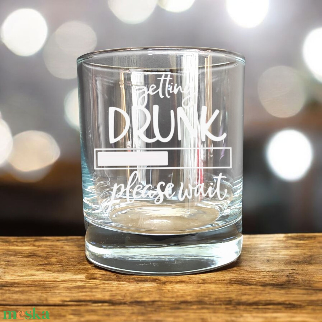 Gravírozott pohár DRUNK, 290 ml whiskys/vizes - otthon & életmód - konyhafelszerelés, tálalás - tálalás - pohár - Meska.hu