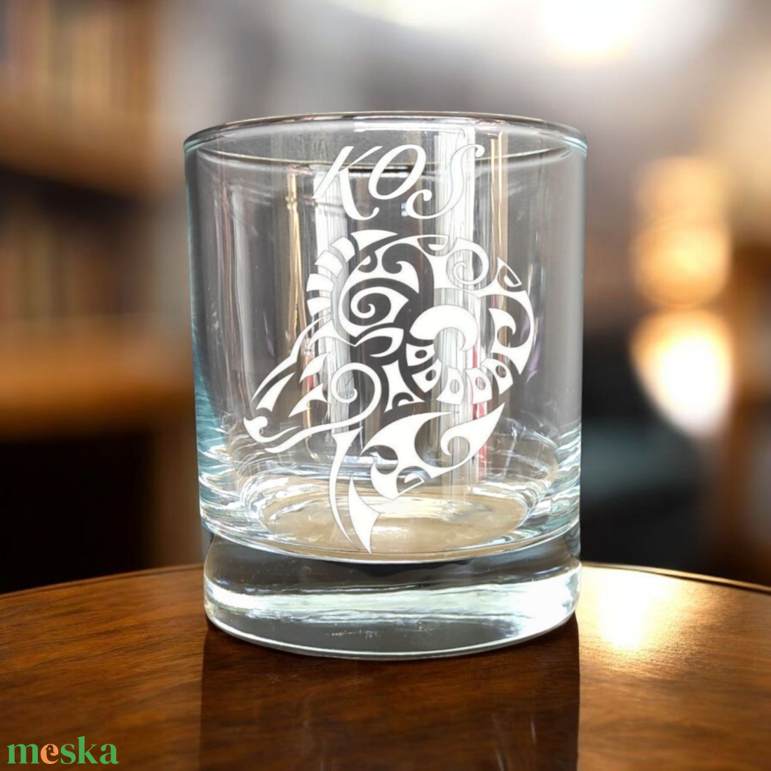 KOS Gravírozott horoszkópos pohár, 290 ml whiskys/vizes - otthon & életmód - konyhafelszerelés, tálalás - tálalás - pohár - Meska.hu