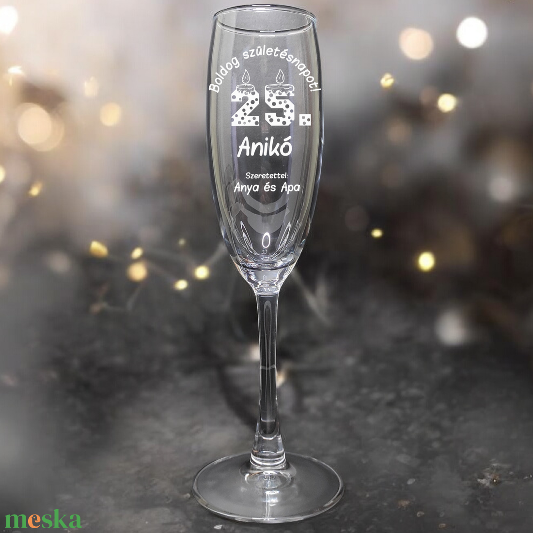 Születésnapi pezsgős pohár egyedi elképzelés szerint is, 190 ml  - otthon & életmód - konyhafelszerelés, tálalás - tálalás - pohár - Meska.hu