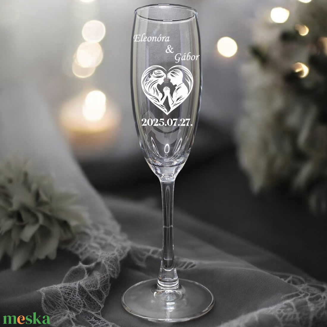 Esküvői pezsgős pohár egyedi elképzelés szerint is, 190 ml  - otthon & életmód - konyhafelszerelés, tálalás - tálalás - pohár - Meska.hu