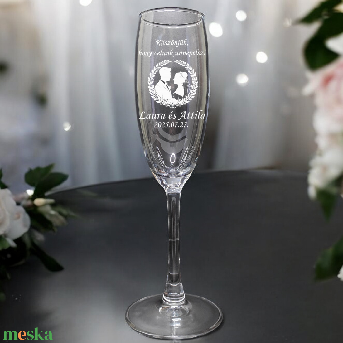 Esküvői pezsgős pohár egyedi elképzelés szerint is, 190 ml  - otthon & életmód - konyhafelszerelés, tálalás - tálalás - pohár - Meska.hu
