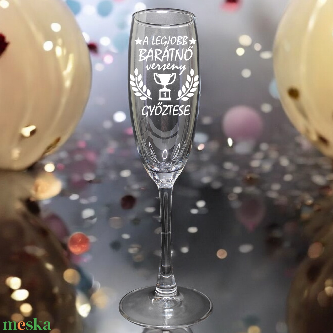 Gravírozott pezsgős pohár választható vagy egyedi felirattal is, 190 ml  - otthon & életmód - konyhafelszerelés, tálalás - tálalás - pohár - Meska.hu