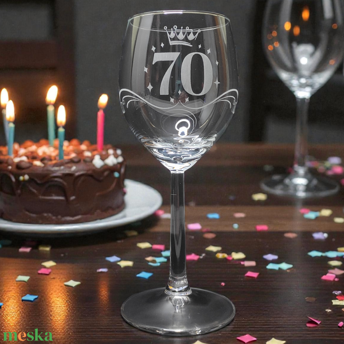 Gravírozott boros pohár születésnapra, 300 ml  - otthon & életmód - konyhafelszerelés, tálalás - tálalás - pohár - Meska.hu