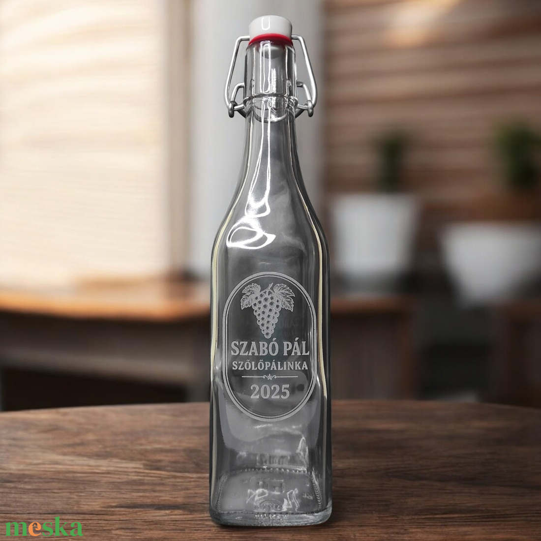 Egyedi mintával gravírozható csatos üveg, 0,5 l - otthon & életmód - konyhafelszerelés, tálalás - flaska, csatos üveg - Meska.hu