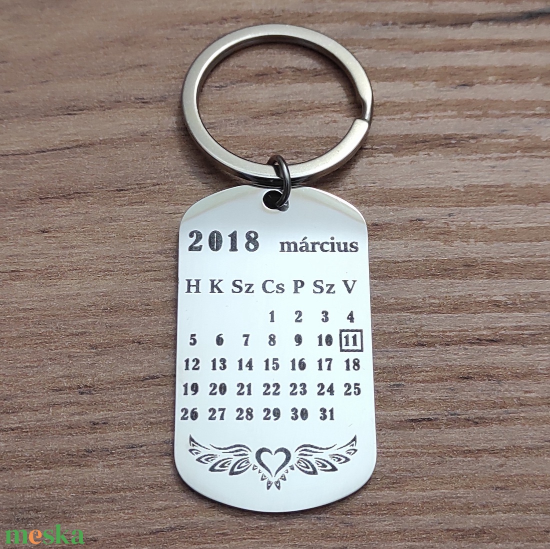 Dátumos kulcstartó, gravírozott rozsdamentes acél  - táska & tok - kulcstartó & táskadísz - kulcstartó - Meska.hu